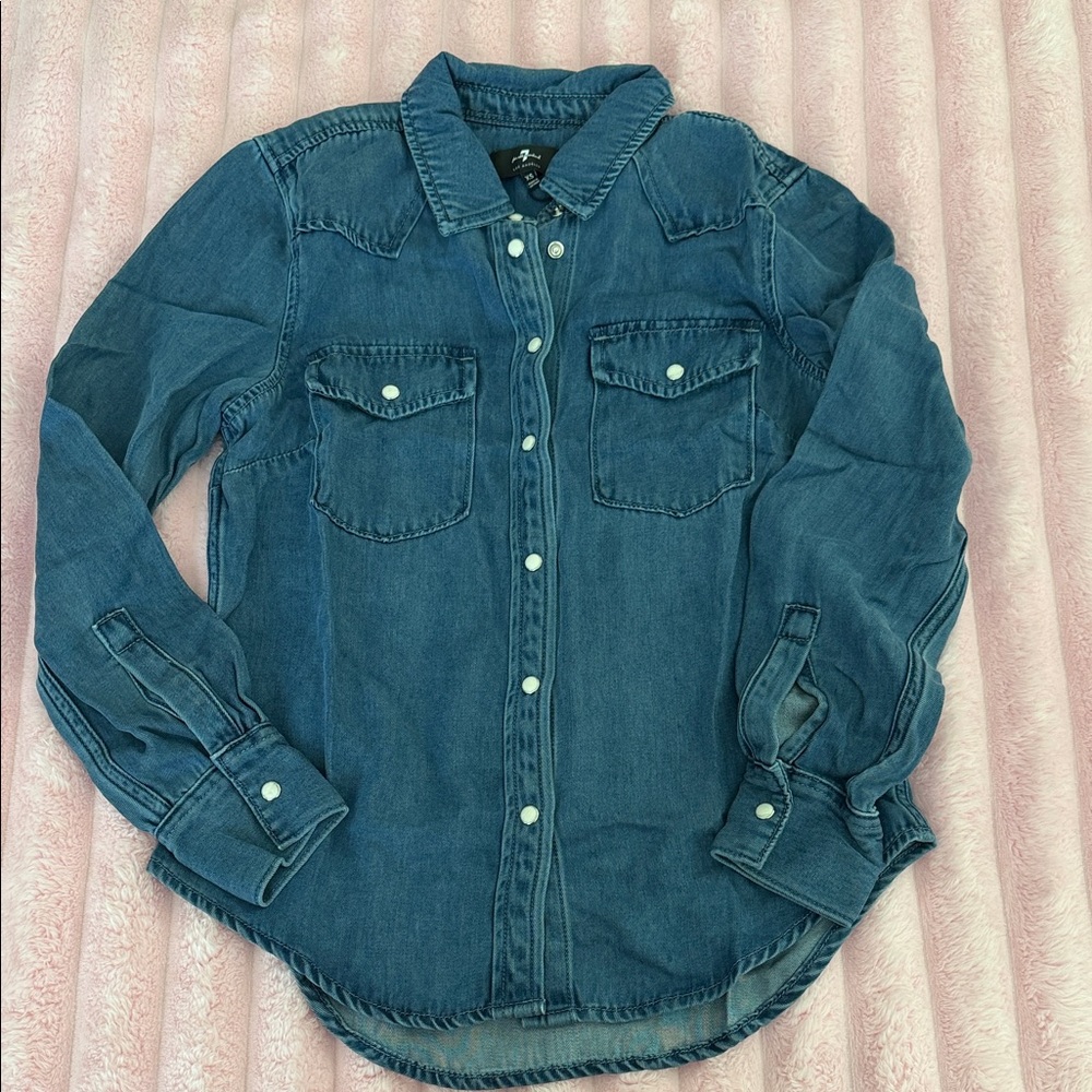 7 For All Mankind Denim Top - Picture 1 of 6